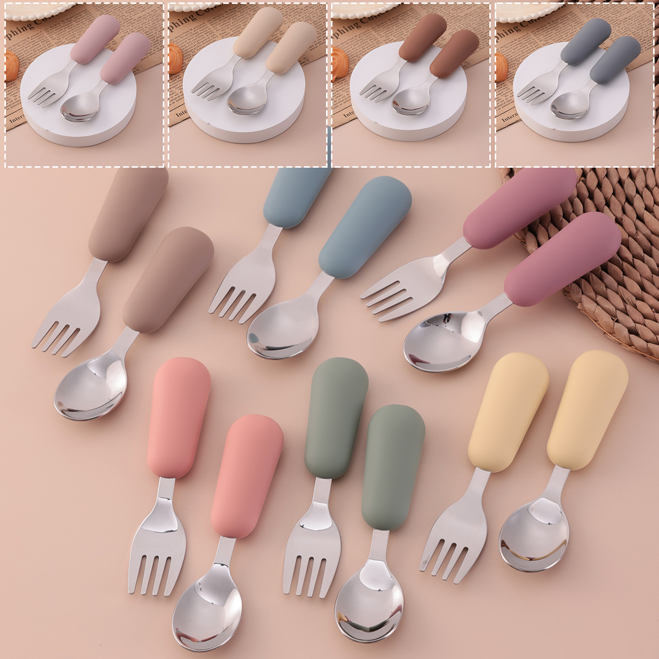 Baby Led Weaning Set - Color Kids 2PCS Stainless Steel Fork