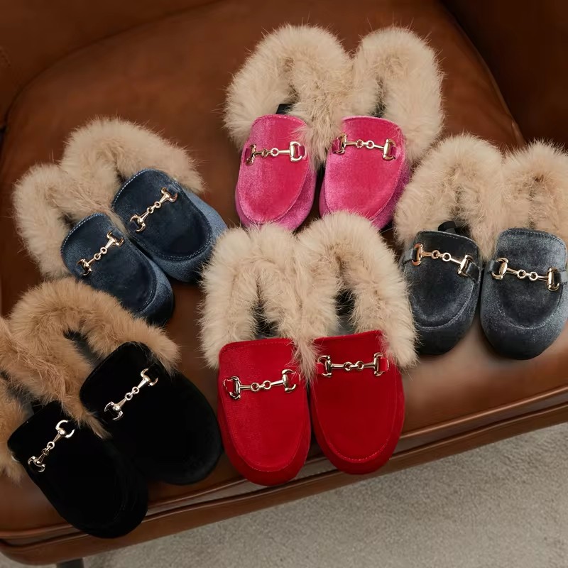 Baby Products Brand - Winter Kids Fur Princess Shoes Baby