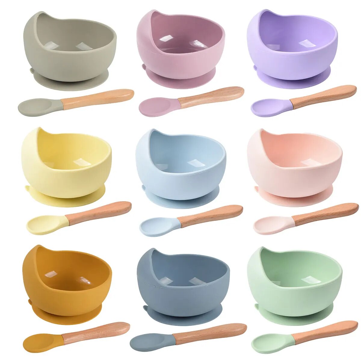Baby Led Weaning Set - 2PCS Silicone Baby Feeding Bowl Tableware
